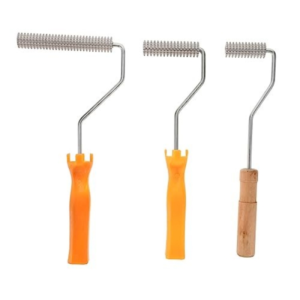 Balacoo 1 Set 3pcs Tool Brush Air Paint Roller Kit Rollers for Fiberglass Brush Roller Fiberglass Bubble Roller Laminate Kits Laminating Bubble Roller Spiked Roller Tools Silver Aluminum