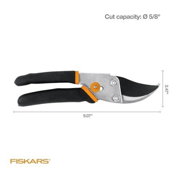 Fiskars Bypass Pruning Shears, 5/8-Inch Cut Capacity Garden Clippers, Gardening Scissors with Sharp, Rust Resistant Steel Blade - Image 6
