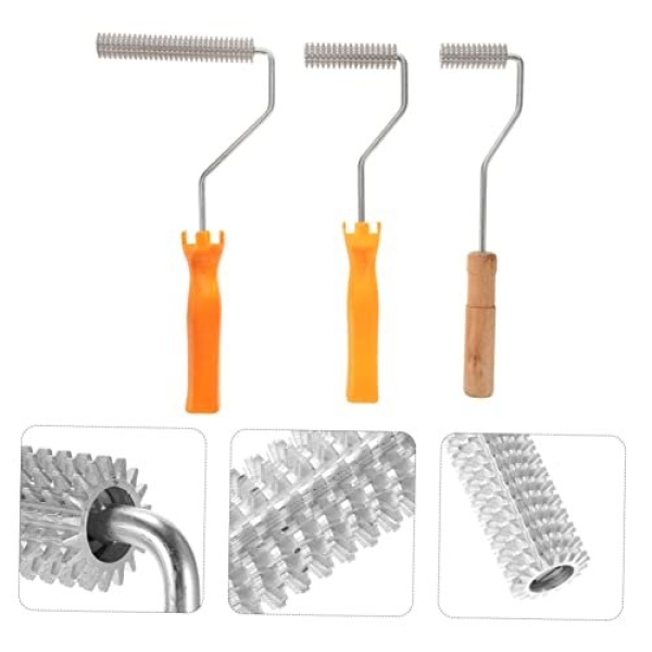 Balacoo 1 Set 3pcs Tool Brush Air Paint Roller Kit Rollers for Fiberglass Brush Roller Fiberglass Bubble Roller Laminate Kits Laminating Bubble Roller Spiked Roller Tools Silver Aluminum - Image 4
