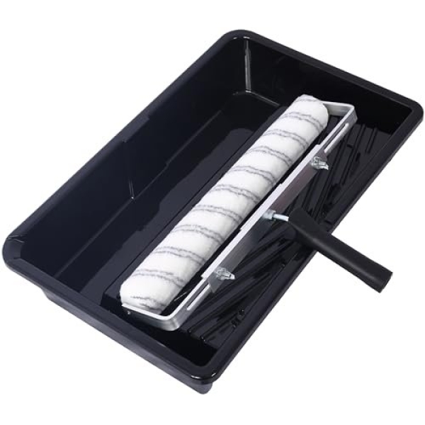 FEMICON Efficient 5PC Paint Roller Kit with Adjustable Frame and Microfiber Sleeves, 18 Inch