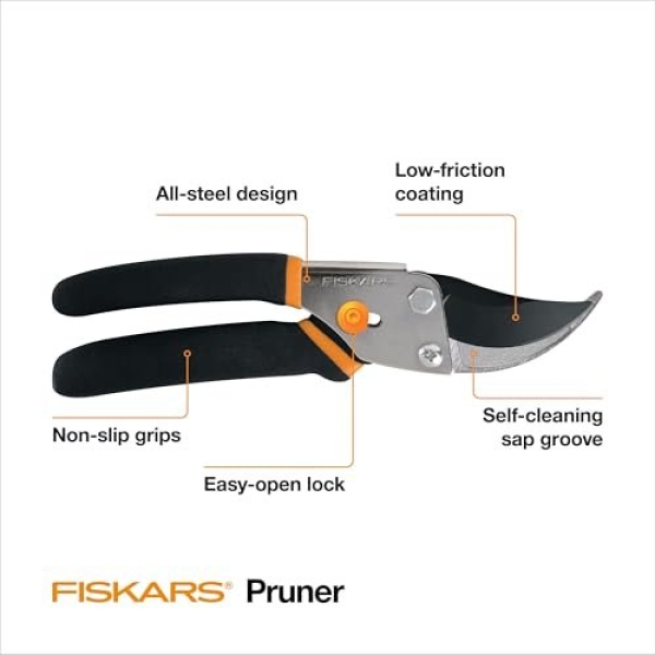 Fiskars Bypass Pruning Shears, 5/8-Inch Cut Capacity Garden Clippers, Gardening Scissors with Sharp, Rust Resistant Steel Blade - Image 5