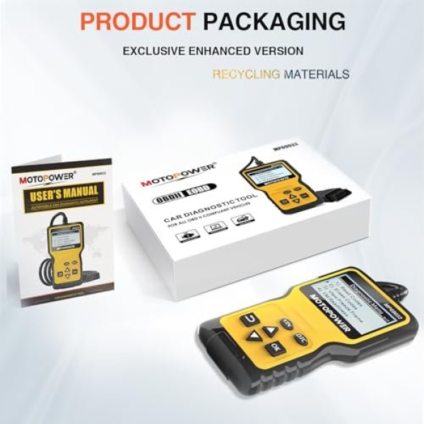 MOTOPOWER MP69033 Car OBD2 Scanner Code Reader Engine Fault Scanner CAN Diagnostic Scan Tool for All OBD II Protocol Cars Since 1996, Yellow - Image 8