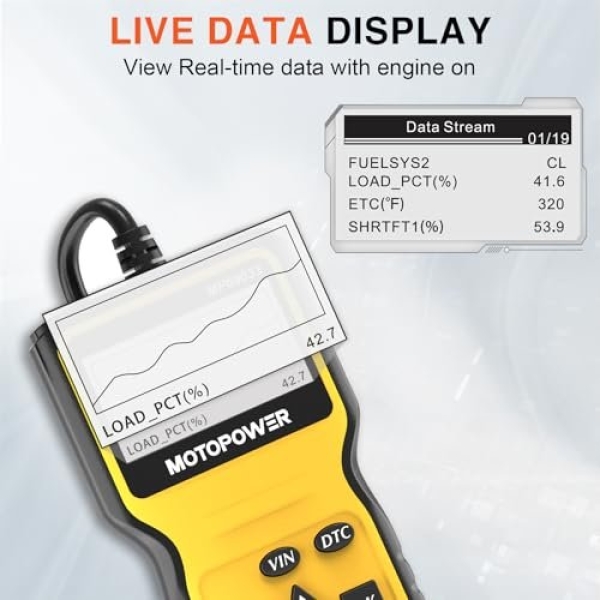 MOTOPOWER MP69033 Car OBD2 Scanner Code Reader Engine Fault Scanner CAN Diagnostic Scan Tool for All OBD II Protocol Cars Since 1996, Yellow - Image 7