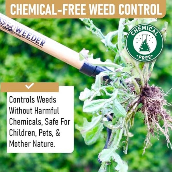 Grampa's Weeder - The Original Stand Up Weed Puller Tool with Long Handle - Made with Real Bamboo & 4-Claw Steel Head Design - Easily Remove Weeds Without Bending, Pulling, or Kneeling. - Image 5
