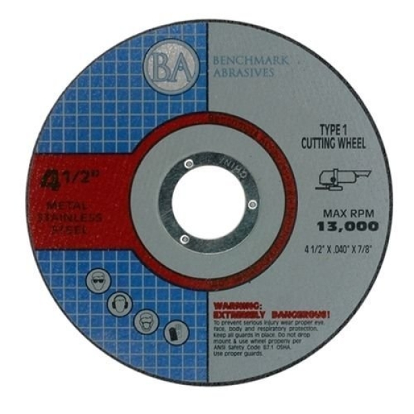 Benchmark Abrasives Grinder Cut Off Wheels 4 1/2 Inch Aluminum Oxide Thin Type 1 Angle Grinder Cutting Disc for Metal, Stainless Steel - with 7/8" Arbor Hole, Fast Grinder Cutting Wheel - 50 Count