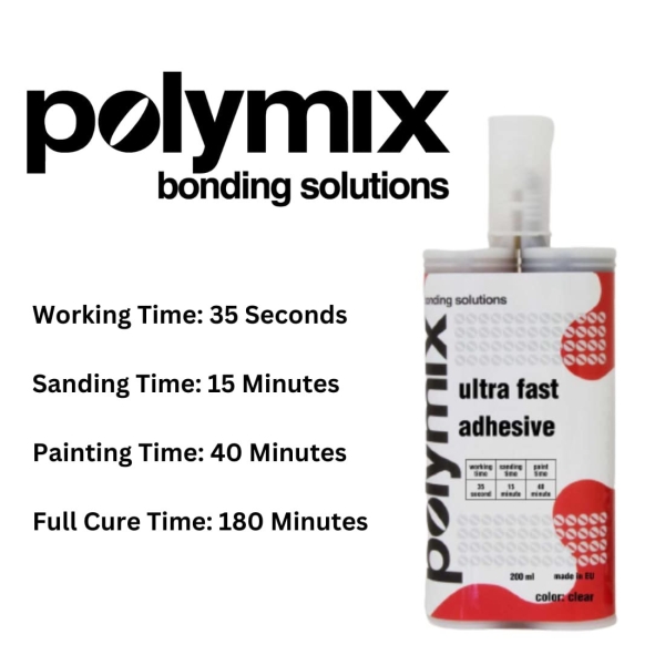 Polymix Ultra Fast Automotive Multipurpose Plastic Repair and Adhesive 200ml Cartridge & Two Application Mixing Nozzles (Clear) - Image 9