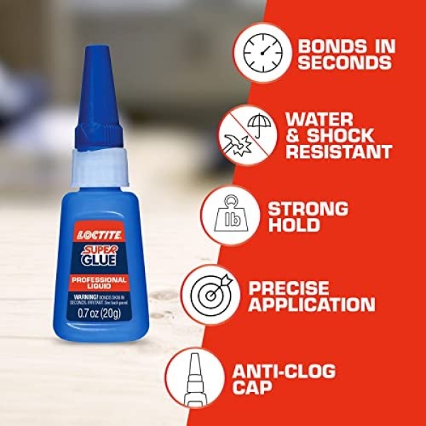 Loctite Super Glue Professional Liquid, 20 Gram Bottle, 2 Pack - Clear Superglue for Plastic, Wood, Metal, Crafts, & Repair, Instant Glue Adhesive, Quick Dry - Image 8