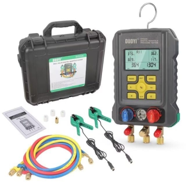 Digital Manifold Gauges HVAC for 93 Refrigerant Digital Gauges HVAC pressure&Temp Test Air Conditioning Tools & Equipment Supercooling/Superheating Test,for Cold Storages/Refrigerators AC Recharge Kit - Image 8