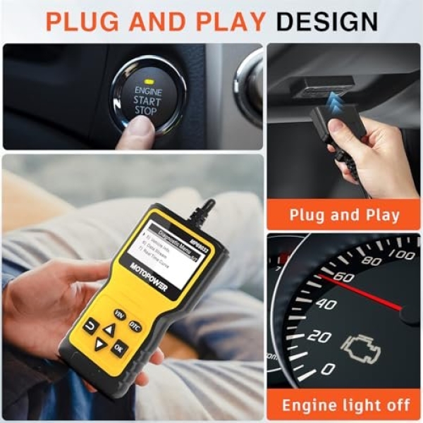 MOTOPOWER MP69033 Car OBD2 Scanner Code Reader Engine Fault Scanner CAN Diagnostic Scan Tool for All OBD II Protocol Cars Since 1996, Yellow - Image 5