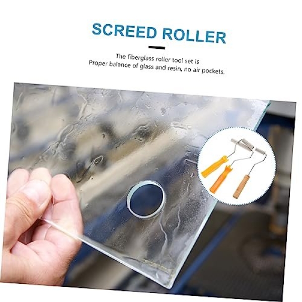 Balacoo 1 Set 3pcs Tool Brush Air Paint Roller Kit Rollers for Fiberglass Brush Roller Fiberglass Bubble Roller Laminate Kits Laminating Bubble Roller Spiked Roller Tools Silver Aluminum - Image 5