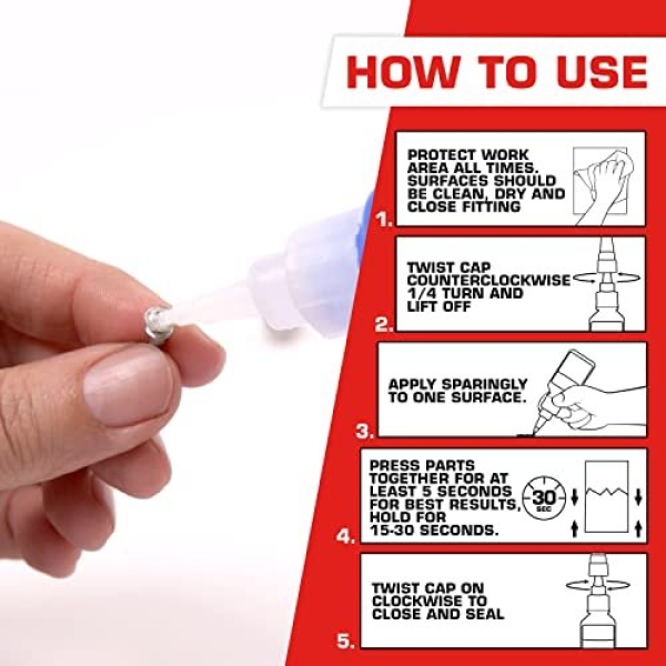 Loctite Super Glue Professional Liquid, 20 Gram Bottle, 2 Pack - Clear Superglue for Plastic, Wood, Metal, Crafts, & Repair, Instant Glue Adhesive, Quick Dry - Image 7