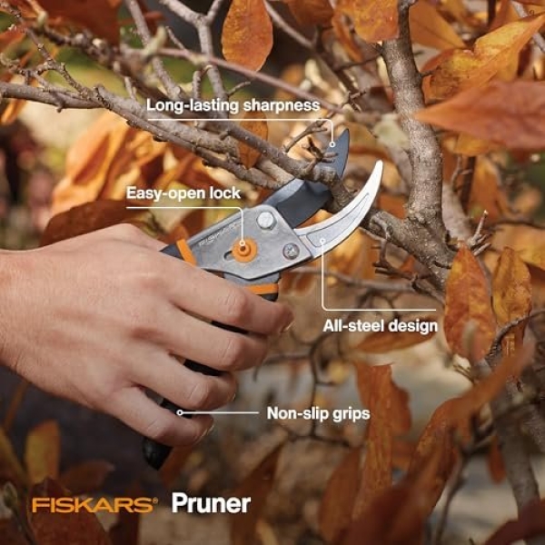 Fiskars Bypass Pruning Shears, 5/8-Inch Cut Capacity Garden Clippers, Gardening Scissors with Sharp, Rust Resistant Steel Blade - Image 11