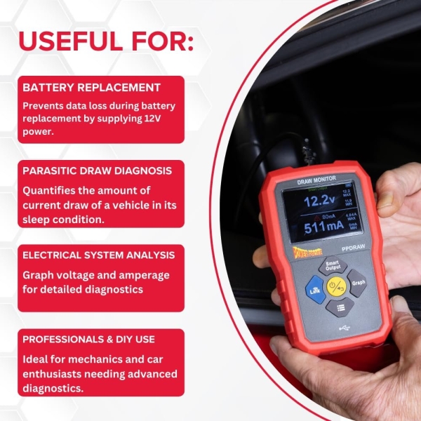 Power Probe PPDRAW Automotive Battery Voltage and Parasitic Draw Monitor with OBDII Connection - Image 5