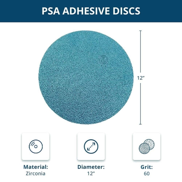 Benchmark Abrasives PSA Gold No Hole 12 Inch Sanding Discs Adhesive Back with Zirconia Grains Automotive DA Orbital Sander Sandpaper - 12 Inch Sanding Disc - Surface Blending (5 Pack), 60 Grit - Image 3