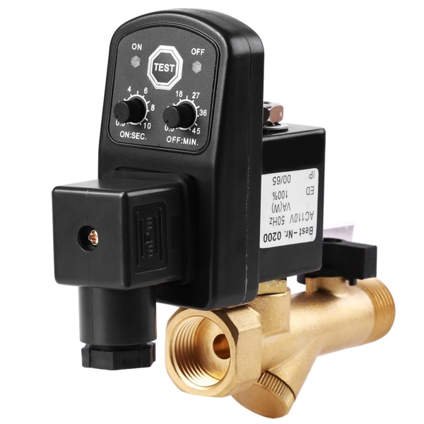 Automatic Timed Drain Valve for Air Compressor G1/2 Thread DN15 Operate Automatically Air Compressor Auto Drain Valve Condensate Management with Adjustable Valve Timing (AC110V) - Image 3