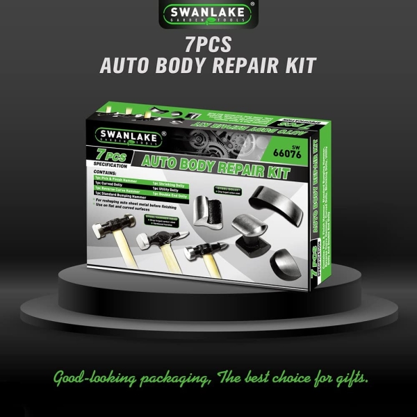SWANLAKE 7 Piece Auto Body Repair Kit, Auto Body Tools, Auto Body Repair Tools with Carbon Steel Hammer Heads - Image 2