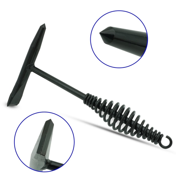 VASTOOLS Welding Chipping Hammer with Coil Spring Handle,10.5",Cone and Vertical Chisel, Cone and Cross Chisel, 10" Wire Brush - Image 3
