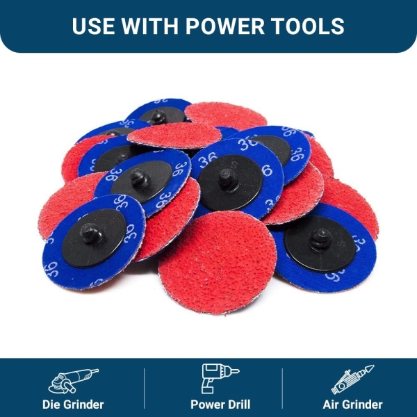 Benchmark Abrasives 2 Inch Sanding Discs Quick Change Ceramic - Drill & Die Grinder Sanding Disc for Deburring, Polishing, Rust Remover for Metal, Paint Stripper (25 Pack) - 60 Grit - Image 2