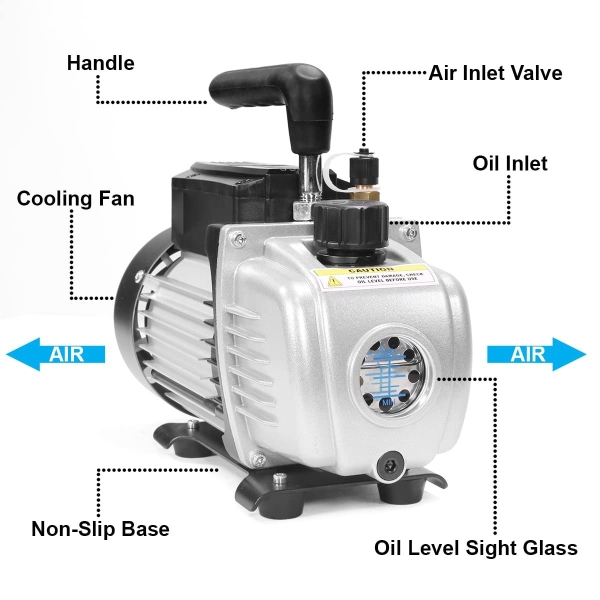 XtremepowerUS 3.5CFM 1/4HP HVAC Vacuum Pump R134a R12 R22 R410a A/C Refrigeration Set AC Manifold Gauge R134 Can Tap Carrying Tote - Image 3