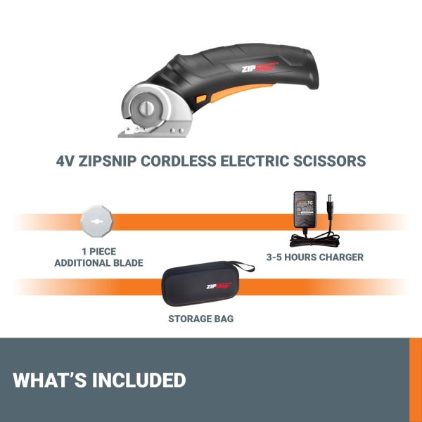 Worx Zipsnip Cordless Electric Scissors, Rechargeable Cardboard Box Cutter, 4V Powerful Fabric Scissors with 2 Safety Blades & Storage Bag WX082L.2 - Image 2
