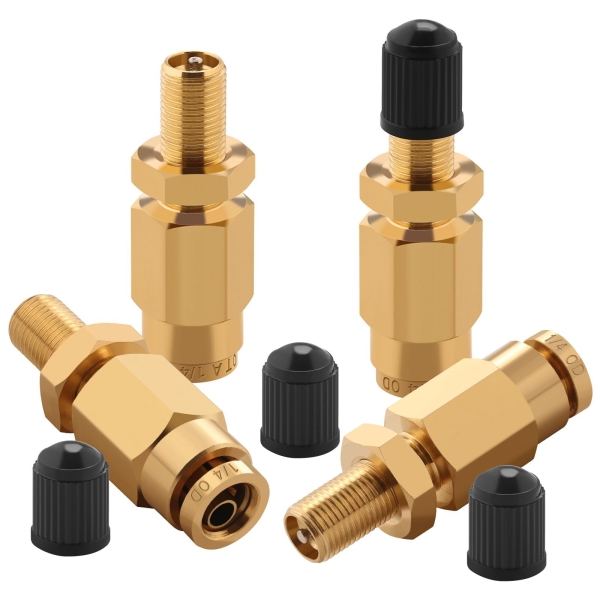 Cheemuii 4 PCS 1/4" Inflation Schrader Valve with Push to Connect for 1/4" OD Air Line Tubing and Air Spring Suspension for Semi Truck Trailer Tractor - Image 2