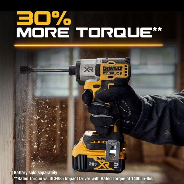 DEWALT 20V MAX XR Impact Driver, Brushless, 1/4", 3-Speed, Bare Tool Only (DCF845B) - Image 7