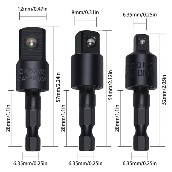 Fruholt Flexible Drill Bit Extension Set with Right Angle Attachment, 360° Rotatable 1/4 3/8 1/2" Impact Grade Socket Adapter Sets for Cordless Drill & Screwdriver, Power Drill & Driver - Image 4