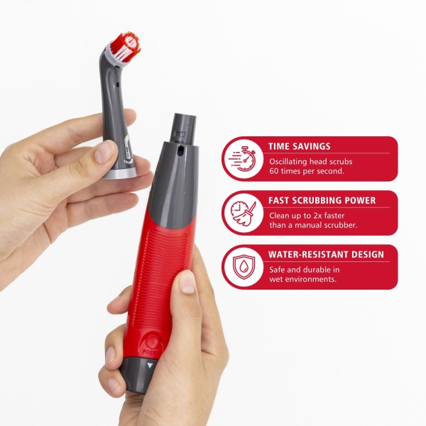 Rubbermaid Reveal Power Scrubber with Multi-Purpose Head, Cordless Electric Battery Powered Scrub Brush, Water Resistant, for Home/Kitchen/Bathroom/Grout/Tile/Shower/Tub - Image 2