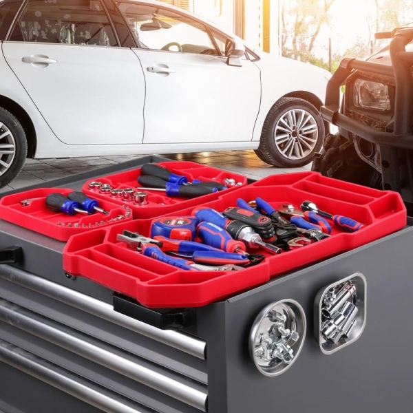 WORKPRO 5-Piece Non-Slip Tool Tray Set, 3-Piece Silicone Flexible Tools Organizers and 2-Piece Magnetic Parts Tool Tray, Tool Mat, Tool Holder, Tool Storage (Only Parts Tray Magnetic) - Image 9