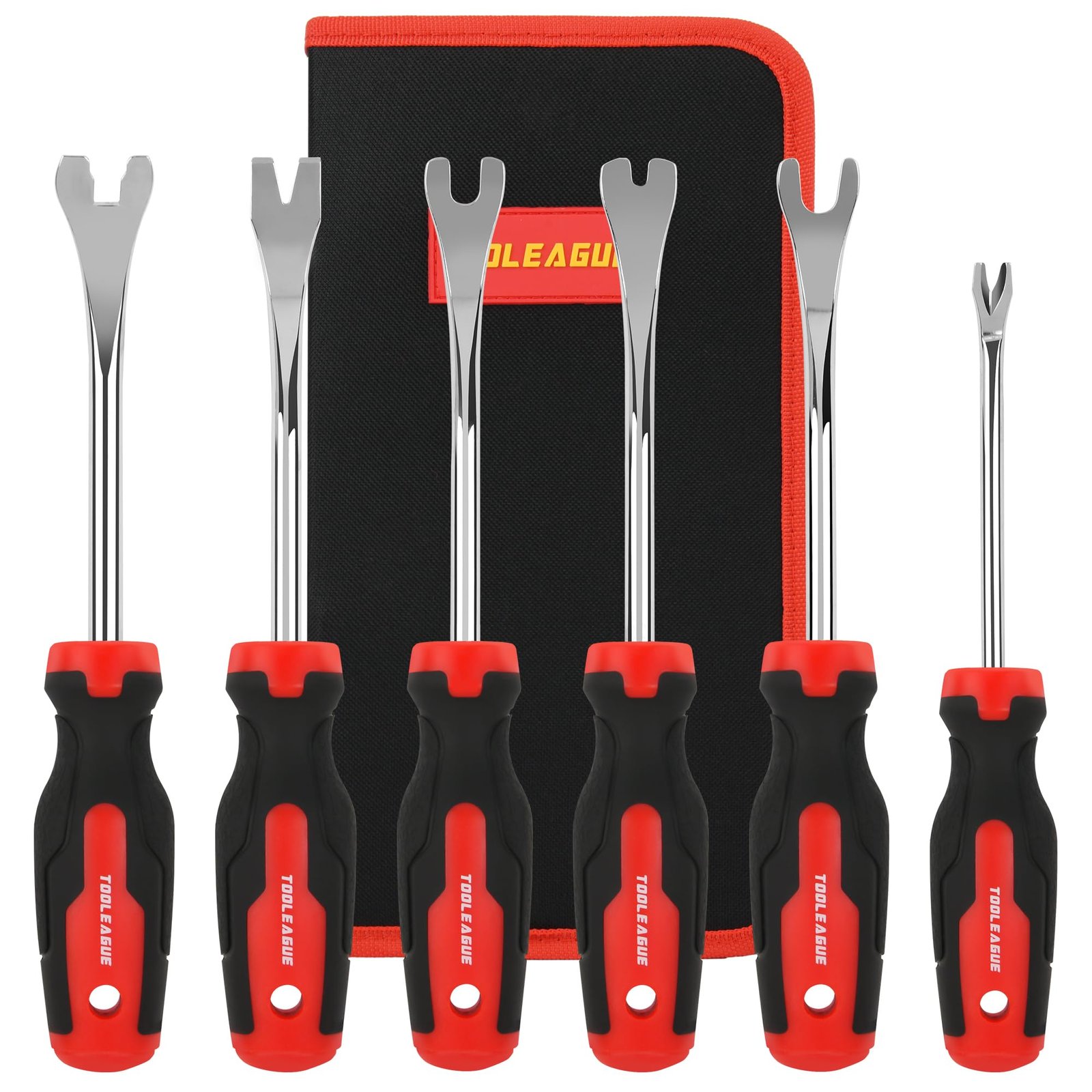 TOOLEAGUE 6Pcs Auto Upholstery Trim Panel Removal Tool Set,Car Trim Removal Tool, Fastener Remover Kit with Storage Bag