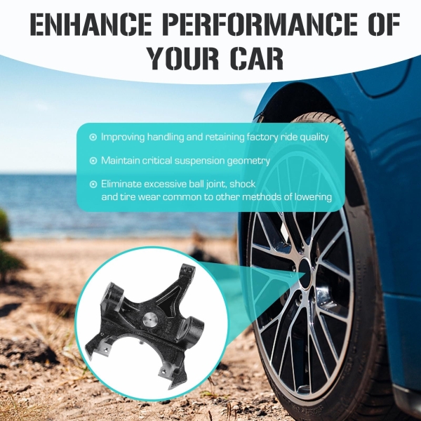 2" Front Lowering Drop Spindles Kit for Chevy C1500 2WD 1988 1989 1990 1991 with 1.00" Thick Brake Rotors (NOT Fit with 1.25") - Image 4
