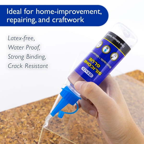 BAZIC Silicone Glue 3.38 Oz. (100 mL), Waterproof Crack Resistant, Quick Repair for Glass Window Plastic Kitchen, 1-Pack - Image 6