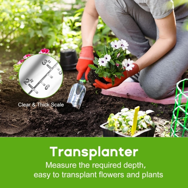 ZUZUAN Garden Tool Set, 3 Pack Aluminum Heavy Duty Gardening Kit Includes Hand Trowel, Transplant Trowel and Cultivator Hand Rake with Soft Rubberized Non-Slip Ergonomic Handle, Garden Gifts - Image 5