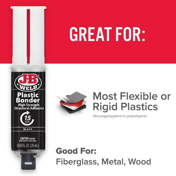 J-B Weld 50139 Plastic Bonder Body Panel Adhesive and Gap Filler Syringe - Black - 25 ml - Image 4