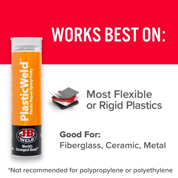 J-B Weld 8237 PlasticWeld Plastic Repair Epoxy Putty - 2 oz. - Image 4