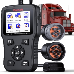 Heavy Duty Truck Scanner, iCarsoft HD V3.0 All System Diesel Diagnostic Scan Tool Battery Test Code Reader for Freightliner, Paccar, International, Mack, Volvo, Hino, Isuzu, Cummins Trucks and Cars
