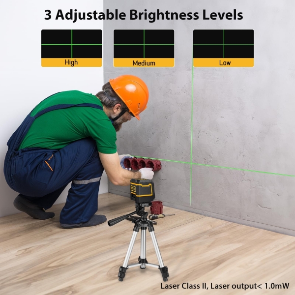 ASOBRIS Laser-Level-with-Tripod, Green Cross Line Laser with Tripod Self-Leveling, Lazer Leveler Tool for Picture Hanging Construction Floor Tile Wall Home Renovation, Indoor Project, Battery Included - Image 5