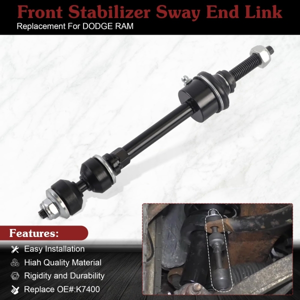 Stiueoav K7400 Sway Bar Link - Front Stabilizer End Link Compatible with 2011 2012 2013 RAM 1500/2500/3500 - Image 5