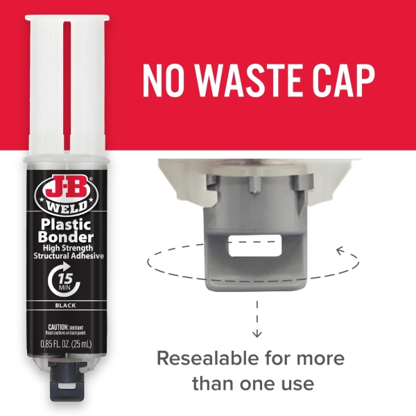 J-B Weld 50139 Plastic Bonder Body Panel Adhesive and Gap Filler Syringe - Black - 25 ml - Image 3