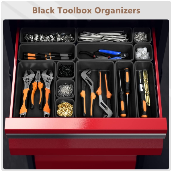 【More Larger Size】A-LUGEI【69Pcs】【5 Size】 Tool Box Organizer Tray Divider Set, 【Black】 Desk Drawer Organizer, Garage Organization and Storage Toolbox for Rolling Tool Chest Cart Cabinet WorkBench Parts - Image 5