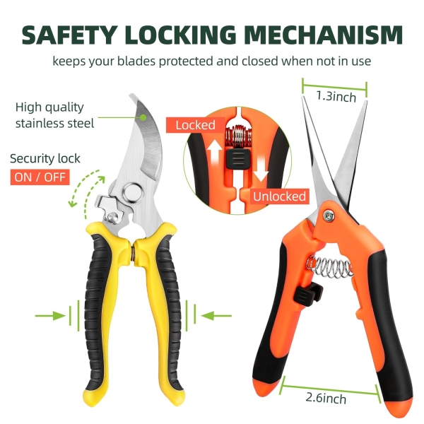 EWPJDK 3-Pack Stainless Steel Pruning Shears, Pruning Snips and Clippers for Gardening - Image 6