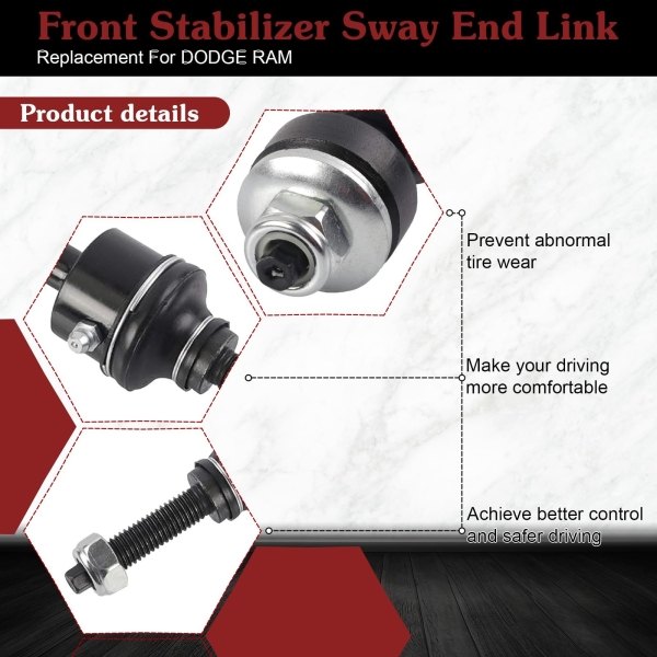 Stiueoav K7400 Sway Bar Link - Front Stabilizer End Link Compatible with 2011 2012 2013 RAM 1500/2500/3500 - Image 3