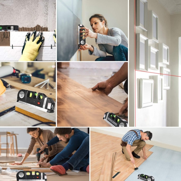 Laser Level Line Tool, Multipurpose Laser Level Kit Standard Cross Line Laser leveler Beam Tool with Metric Rulers 8ft/2.5M for Picture Hanging cabinets Tile Walls by AikTryee. - Image 3