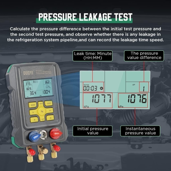Digital Manifold Gauges HVAC for 93 Refrigerant Digital Gauges HVAC pressure&Temp Test Air Conditioning Tools & Equipment Supercooling/Superheating Test,for Cold Storages/Refrigerators AC Recharge Kit - Image 2