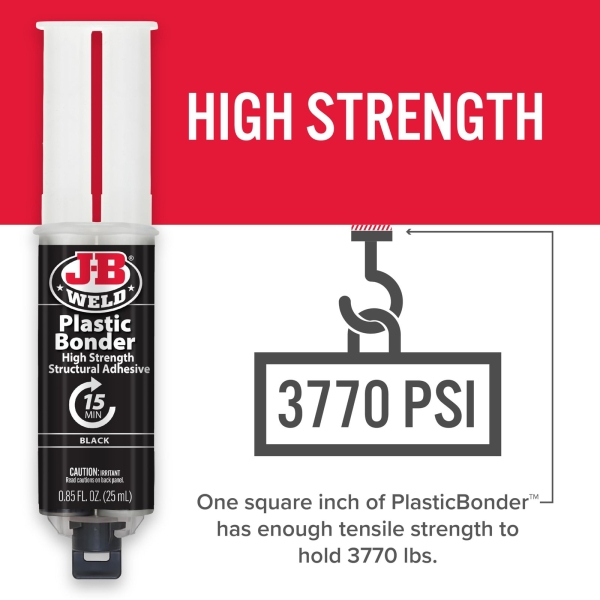J-B Weld 50139 Plastic Bonder Body Panel Adhesive and Gap Filler Syringe - Black - 25 ml - Image 5