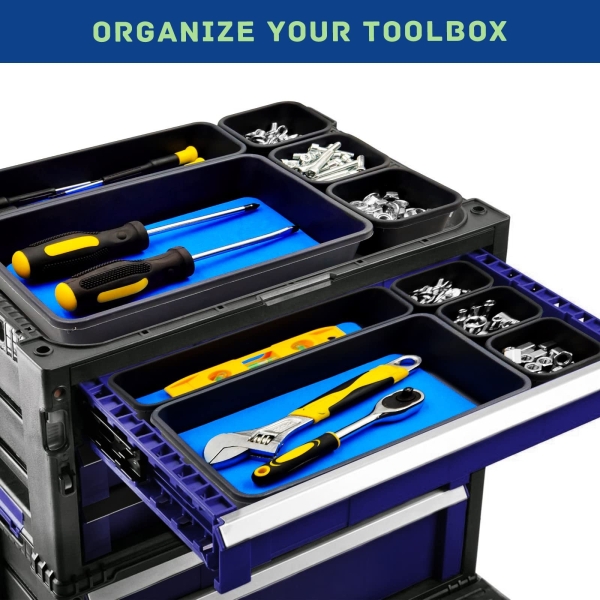 Vexercisehoop Tool Box Organizer, Tool Drawer Organizer Tray Divider, Toolbox Organization, Garage Tool Organizers and Storage, Tool Box Accessories for Rolling Tool Chest Cabinet (Blue (47PCS)) - Image 6