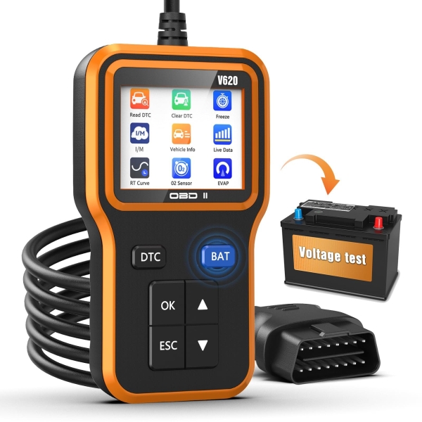 UMEIJA OBD2 Scanner with Upgrade Battery Tester - Diagnostic Tool for Cars That Check Engine Light & Emissions Readiness Read and Clears Vehicle Error Codes for All OBD II Protocol Vehicles Since 1996