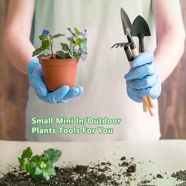 Small Garden Tool Set, 6 Pieces Iron Gardening Kit Including Hand Shovel, Transplant Shovel and Hand Rake with Wood Non-Slip Handle Perfect for Plant Lovers - Image 6