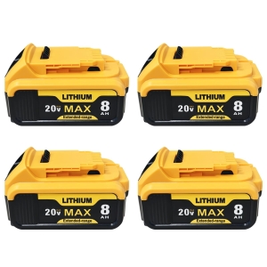 4-Pack 8000mAh Replacement for Dewalt 20v Max Battery Compatible with DCB200 DCB201 DCB203 DCB205 DCB206 DCB207 and Apply to Dewalt Cordless Power Tools and Chargers