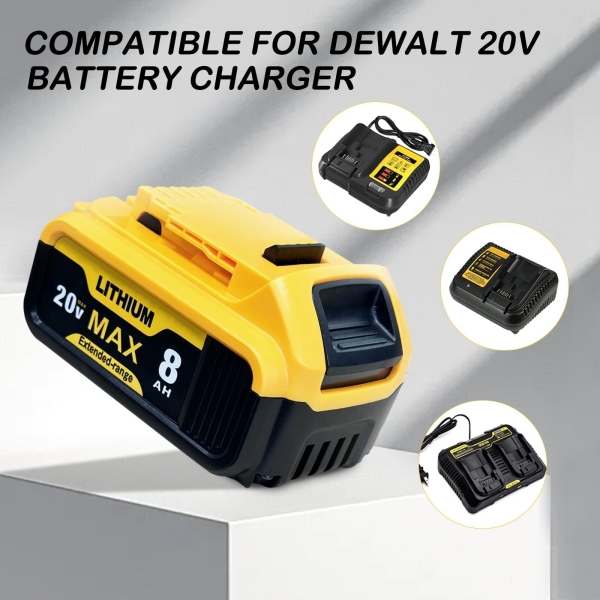 4-Pack 8000mAh Replacement for Dewalt 20v Max Battery Compatible with DCB200 DCB201 DCB203 DCB205 DCB206 DCB207 and Apply to Dewalt Cordless Power Tools and Chargers - Image 5